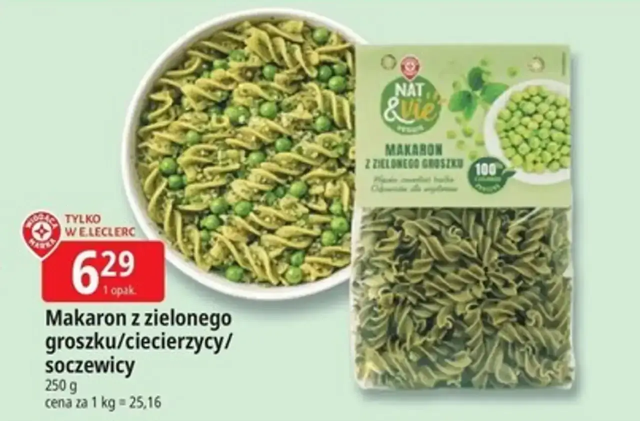 Zielony makaron z groszku, ciecierzycy lub soczewicy. Pyszna i zdrowa alternatywa dla tradycyjnego makaronu.