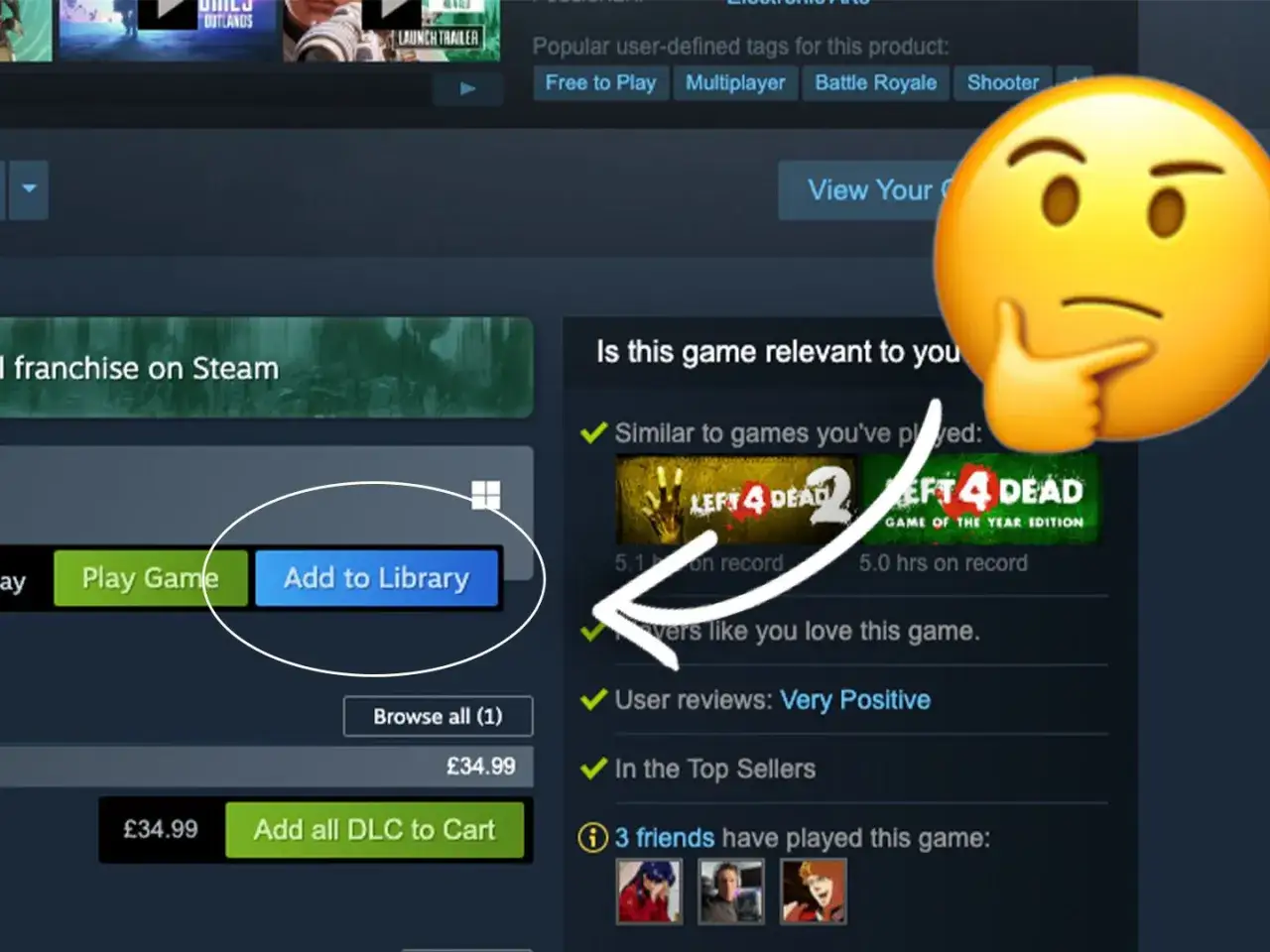 Zastanawiasz się, czy Steam jest darmowy? Na zrzucie ekranu widać przycisk