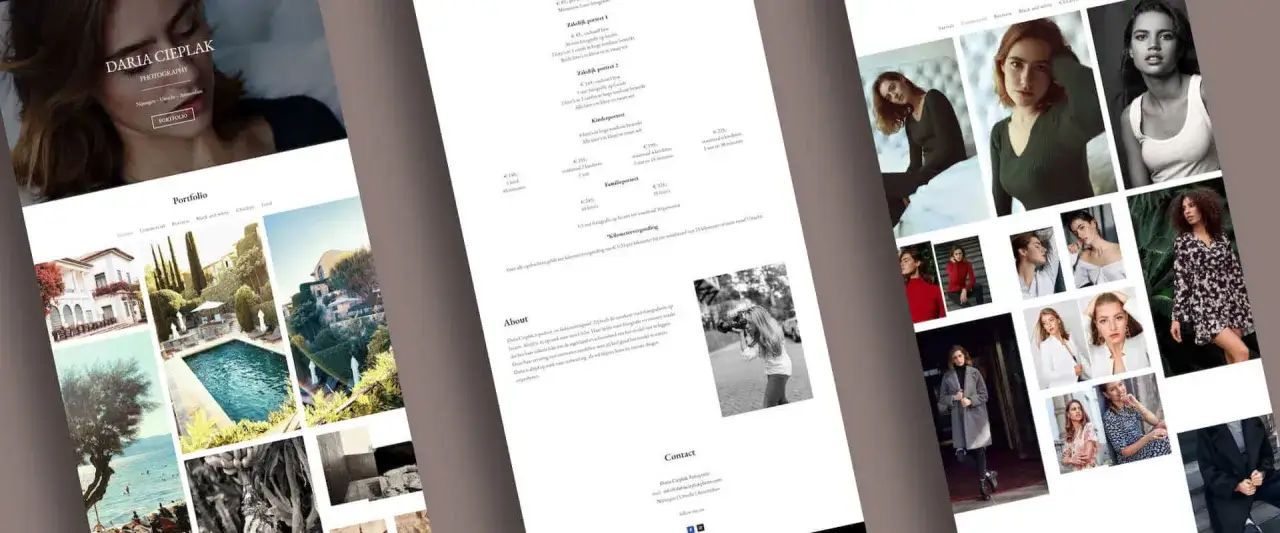Strona dla fotografa Darii Cieplak. Portfolio z sesjami portretowymi, biznesowymi, dziecięcymi i modowymi.