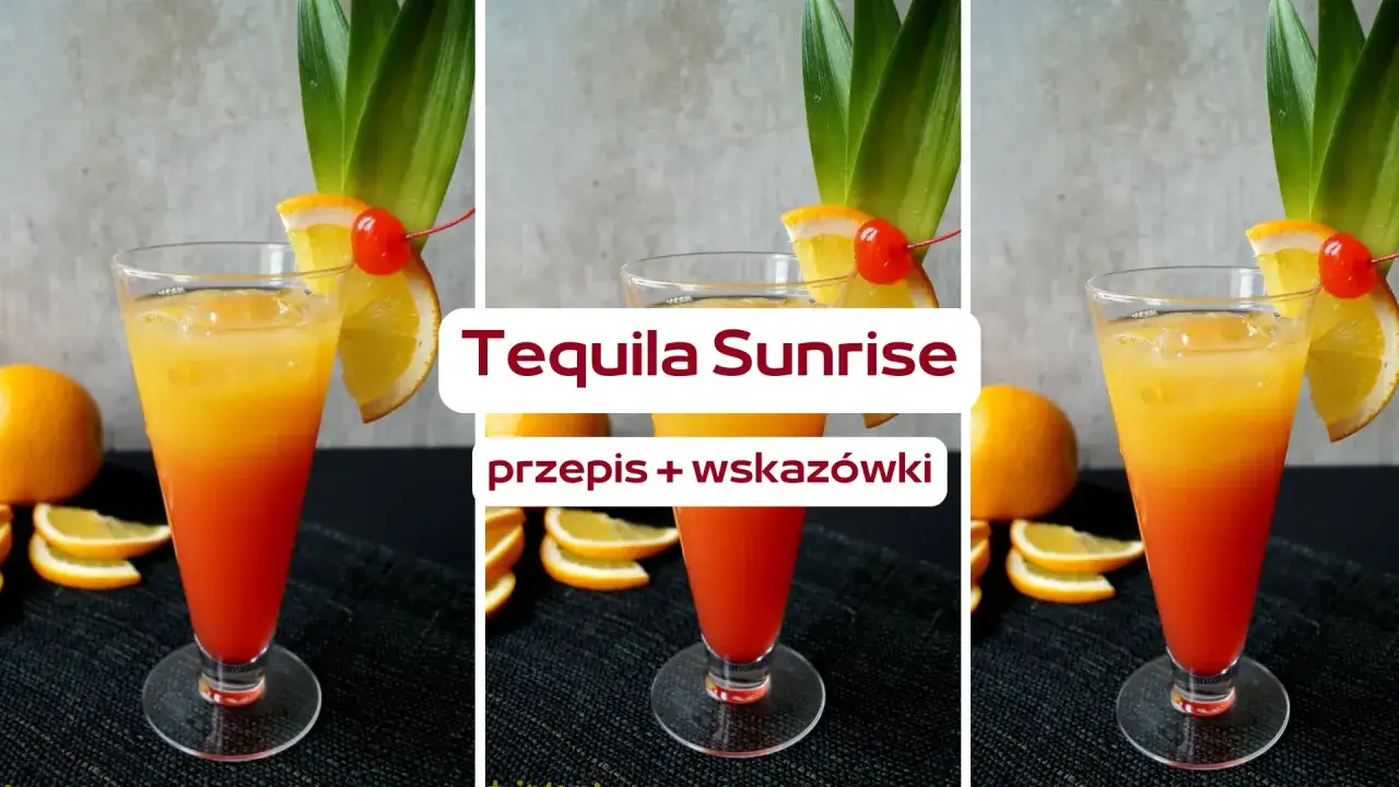 Tequila Sunrise w szklance highball z dekoracją