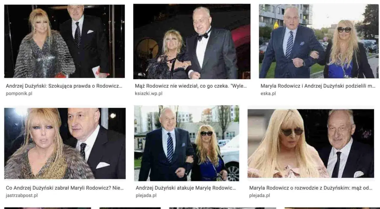 Andrzej Dużyński i Maryla Rodowicz, para znana z życia publicznego. Wiek Andrzeja Dużyńskiego budzi zainteresowanie.
