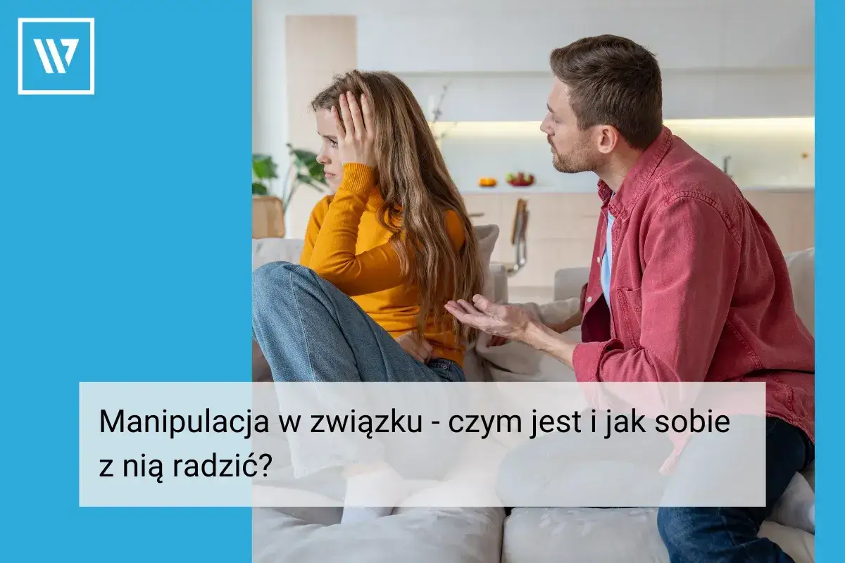 Para w konflikcie. Mężczyzna gestykuluje, kobieta wygląda na przygnębioną, jakby **robiła z siebie ofiarę w związku**.
