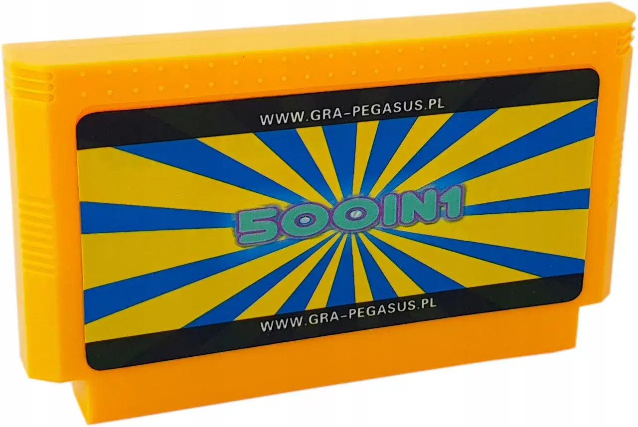 Pomarańczowa kartridż z grą 500 w 1, z napisem 