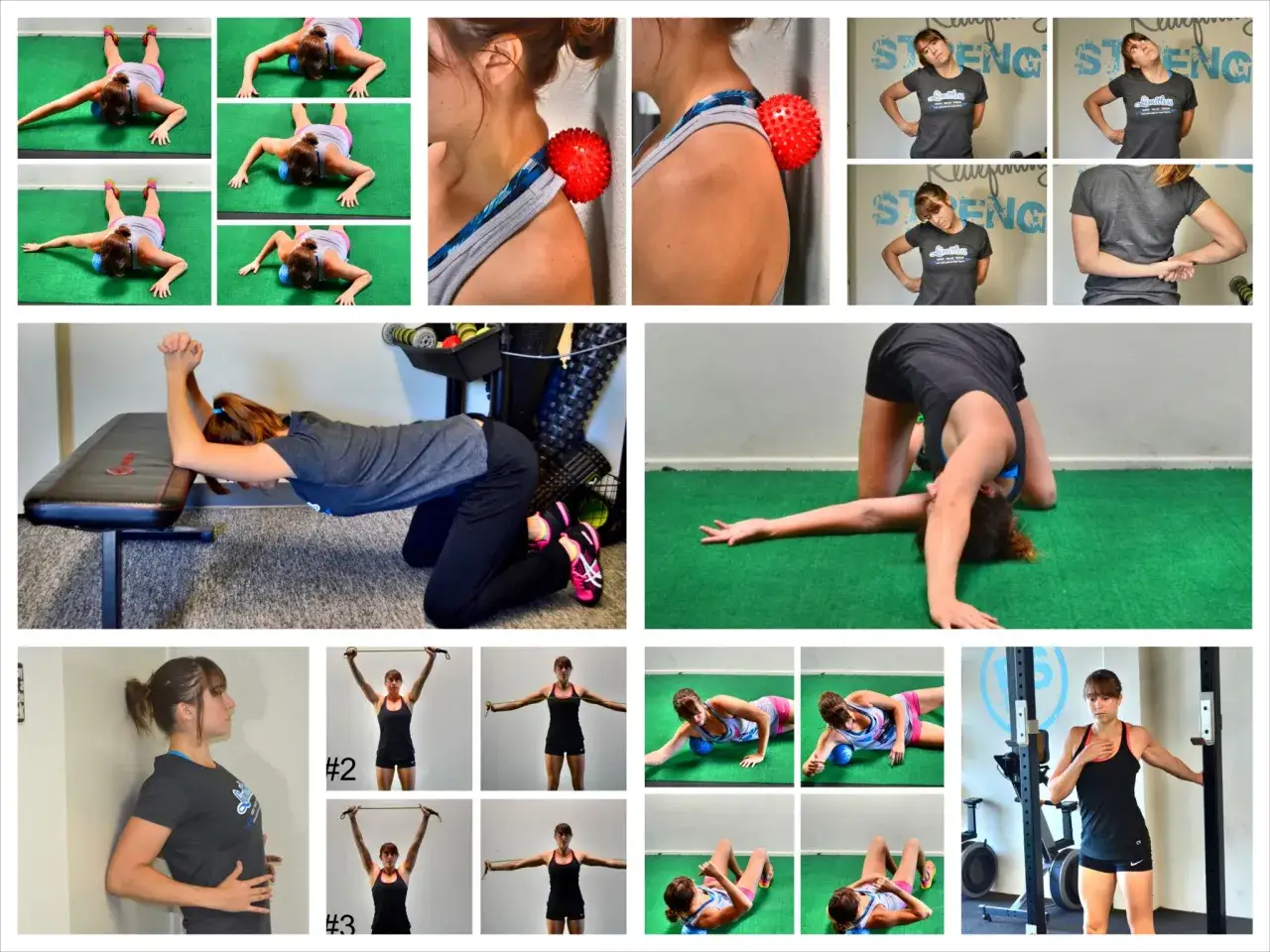 &Uuml;bungen gegen seitliche Nackenschmerzen: Dehnung, Massageball und Mobilisation.