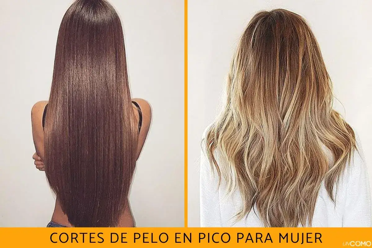 Cabello largo y liso castaño a la izquierda, y cabello rubio ondulado con puntas desfiladas a la derecha.