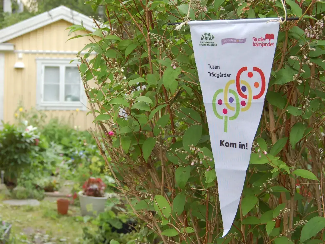Vit flagga med texten