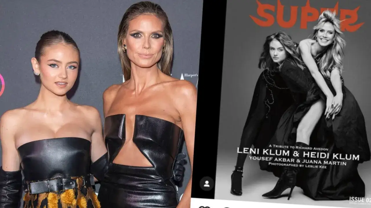 Heidi Klum och hennes dotter Leni Klum p&aring; en tidningsomslag. Heidi Klum barn.