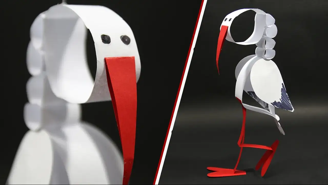 bocian 3D z papieru