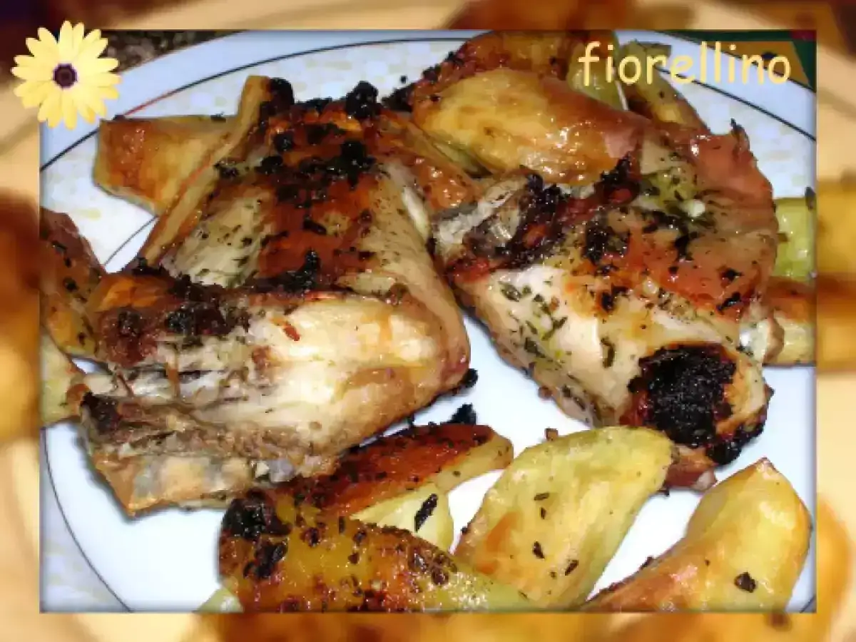 Un saporito coniglio in friggitrice ad aria, cotto alla perfezione con patate croccanti.