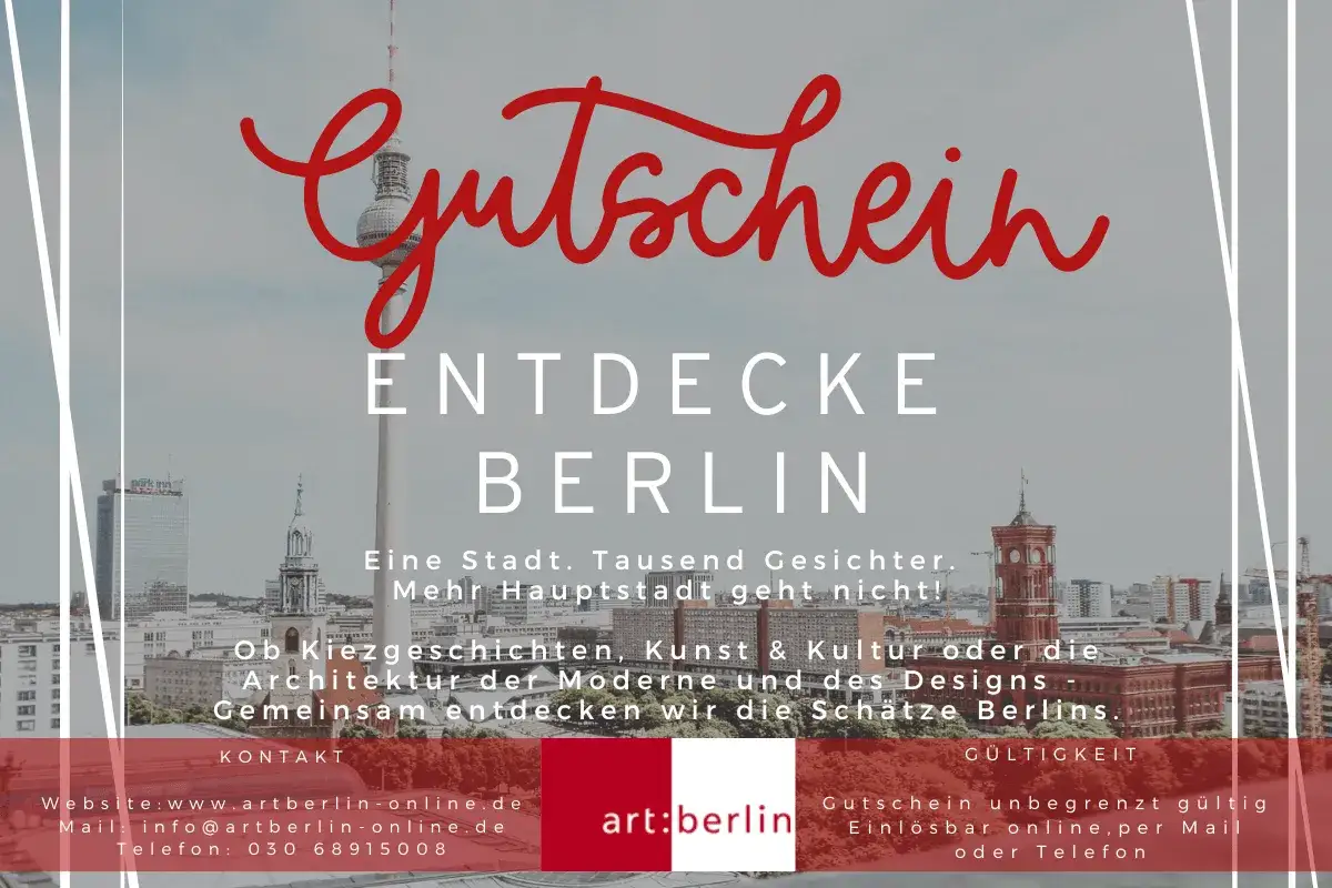 Gutschein f&uuml;r kulturgutschein berlin: Entdecke die Stadt mit Kunst, Kultur & Design. Einl&ouml;sbar online, per Mail oder Telefon.