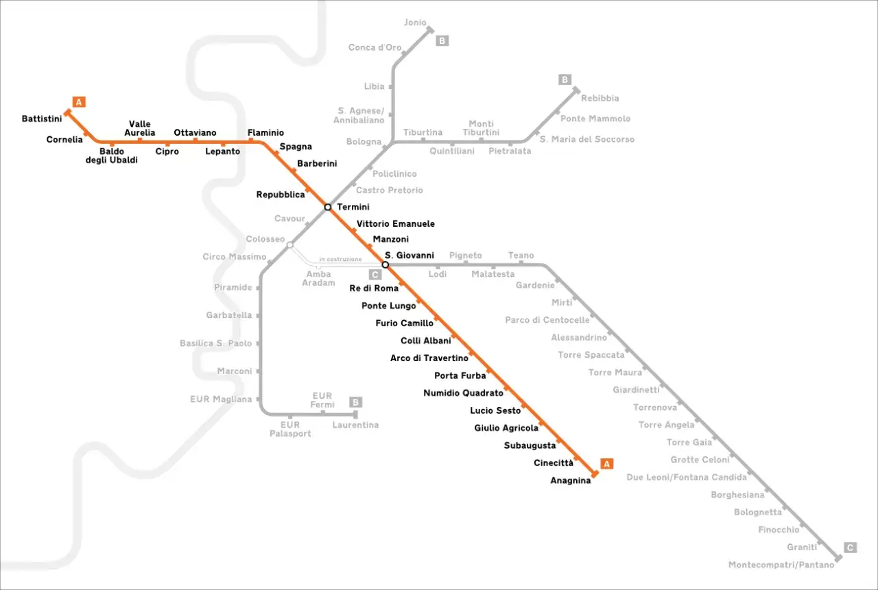 Mapa metra Rzymu linia A