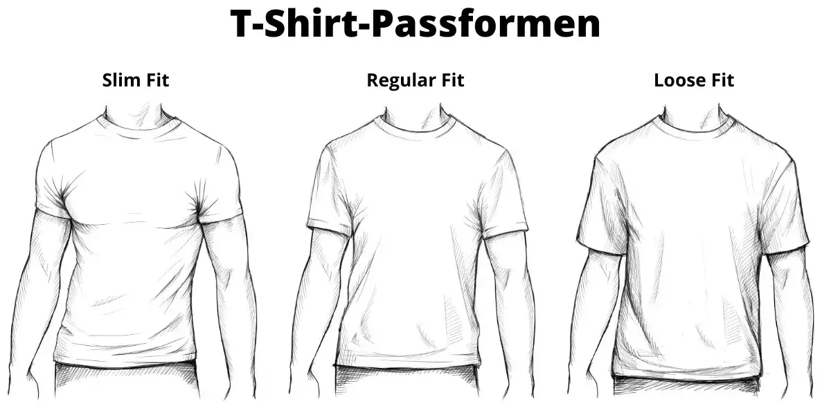 Herren T-Shirt verschiedene Passformen Vergleich
