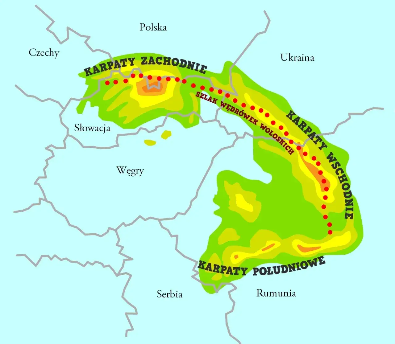 Mapa Karpat w Europie i Polsce