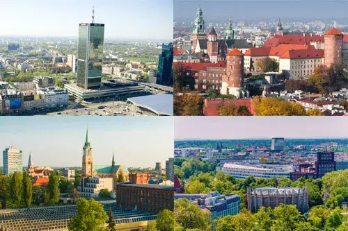 panoramy miast polski kraków gdańsk wrocław poznań łódź katowice