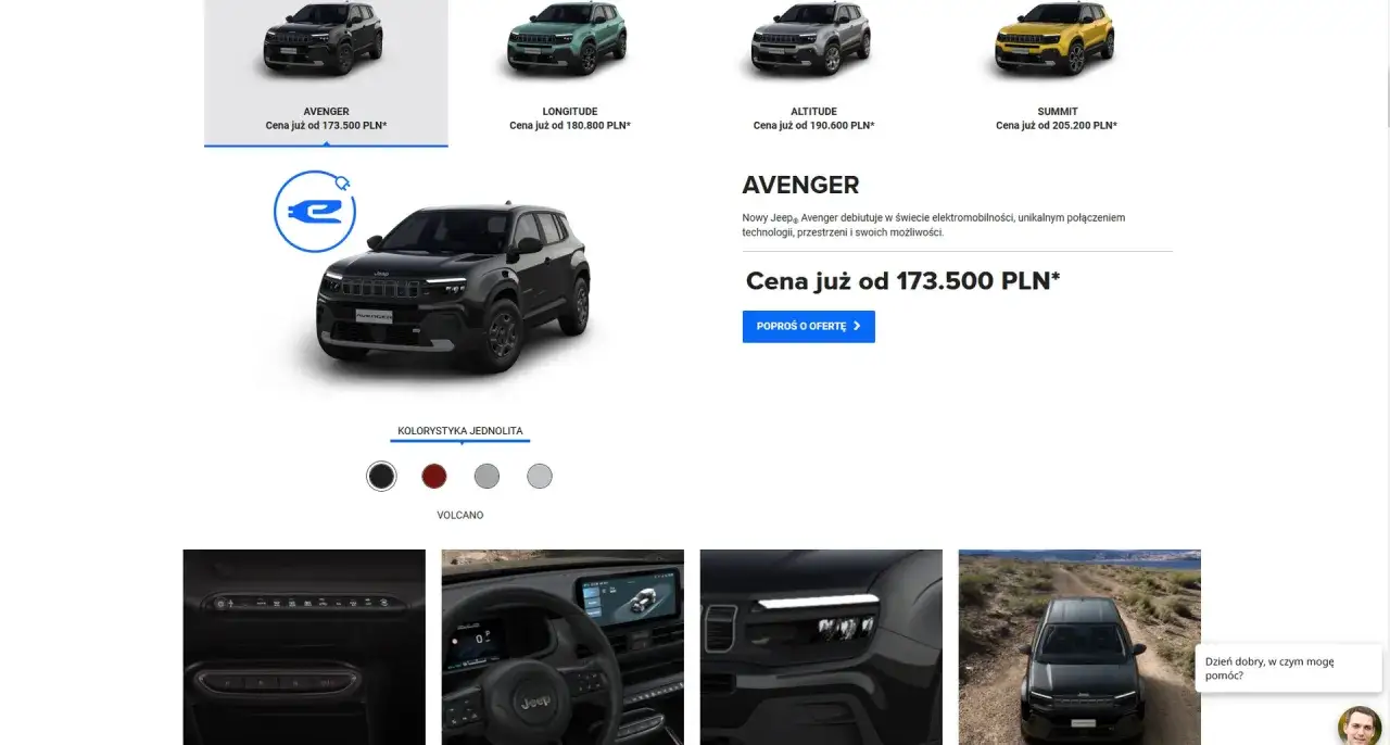 Jeep Avenger - poznaj jego wymiary i ceny. Stylowy SUV z napędem elektrycznym, dostępny od 173.500 PLN.
