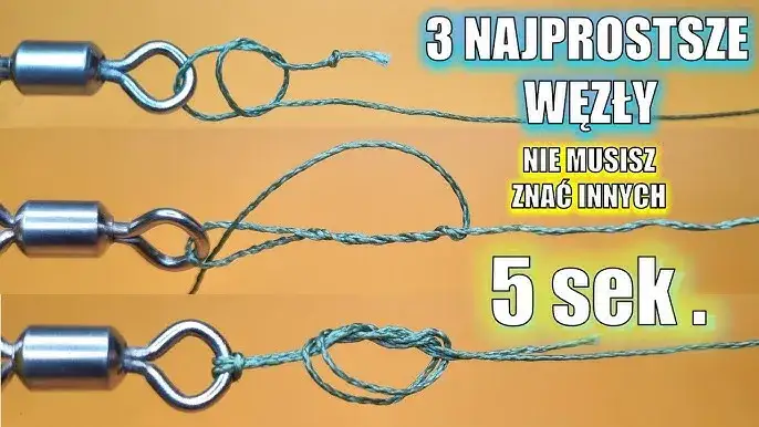 Węzły do wiązania plecionki z krętlikiem grafika