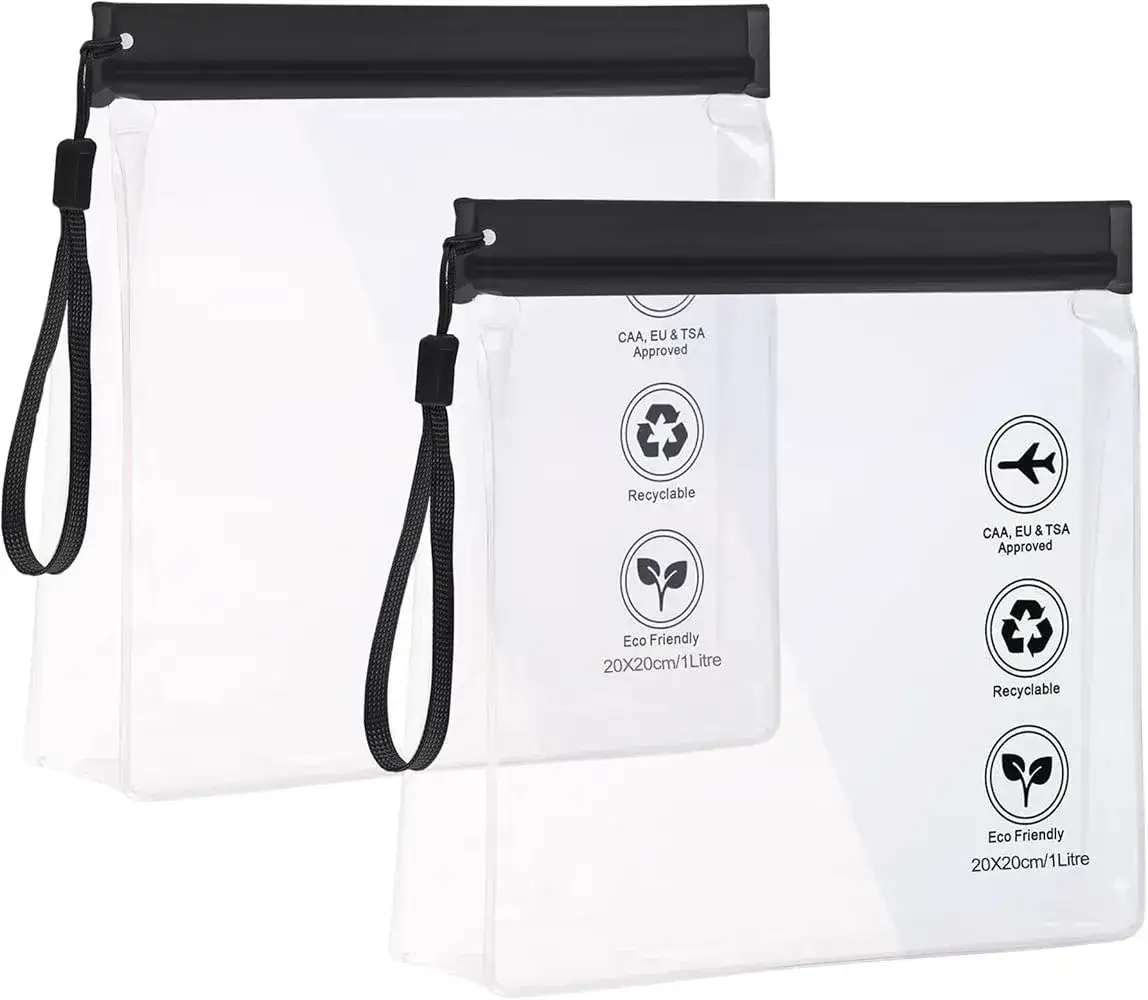 sac plastique transparent avec des liquides de 100ml pour contrôle de sécurité aéroport