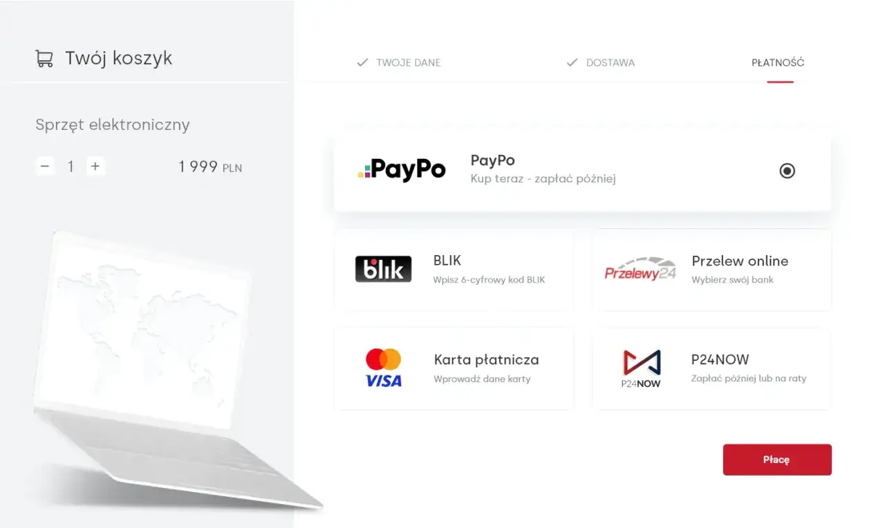 Wybierasz płatność PayPo, by kupić sprzęt elektroniczny i zapłacić później.