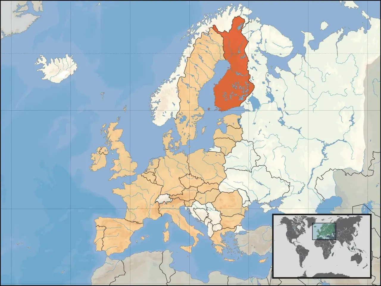 Mapa Finlandii w Europie