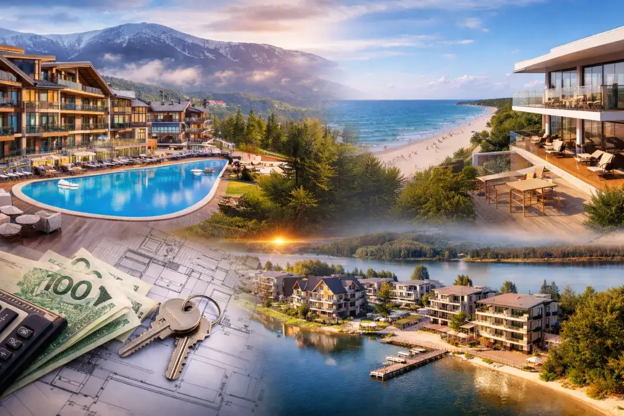 Lokal inwestycyjny co to jest? Luksusowe apartamenty nad morzem i jeziorem, basen, plaża, góry. Klucze, pieniądze, plany.
