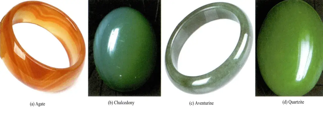 Bursztynowa bransoleta, zielony chalcedon, zielony aventuryn i zielony kwarcyt. Różne jadeit kolory i formy.