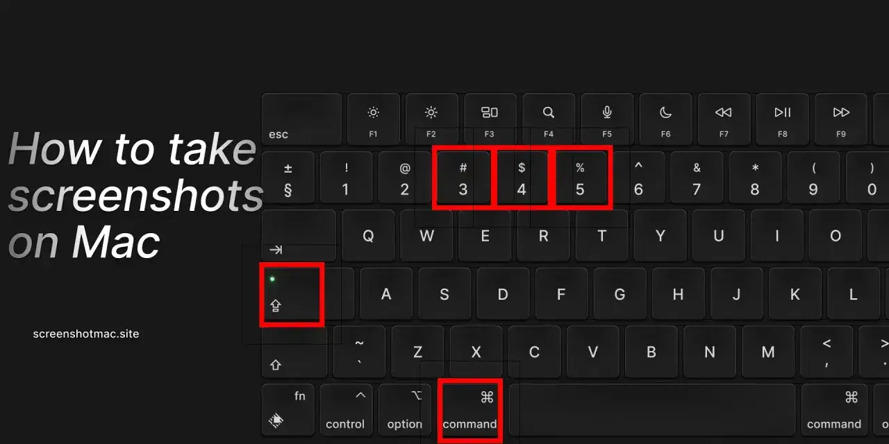 Klawiatura Mac z zaznaczonymi klawiszami Command, Shift i 3, pokazująca, jak zrobić zrzut ekranu.