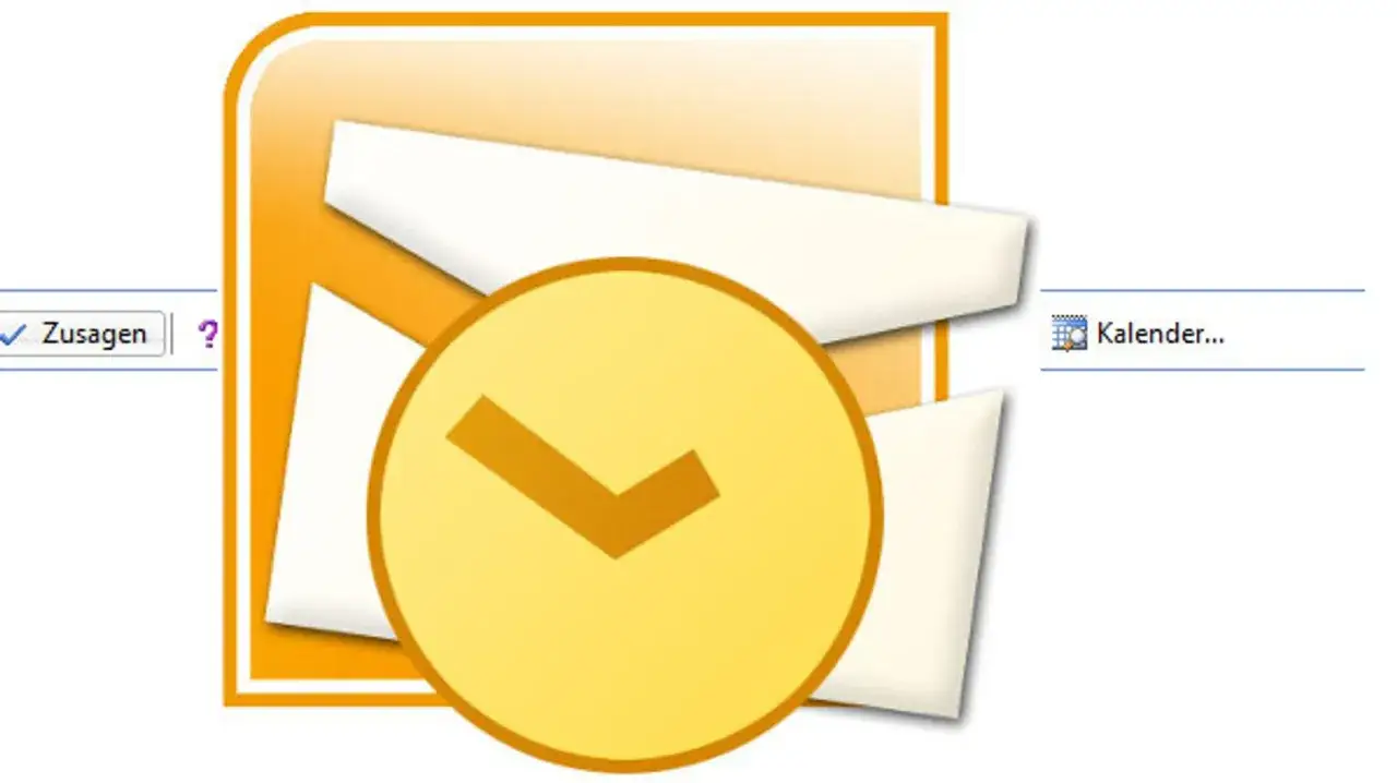Outlook-Symbol mit Kalender und Uhr. Hier können Sie abgesagte Termine anzeigen.