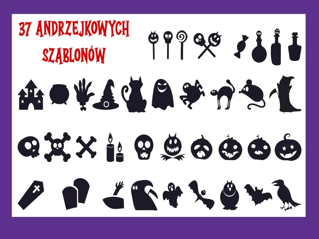 37 szablonów andrzejkowych do przedszkola: zamki, duchy, dynie, koty, nietoperze i inne straszne stworki.