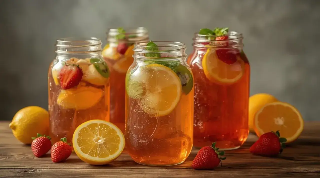 składniki do drugiej fermentacji kombuchy owoce zioła