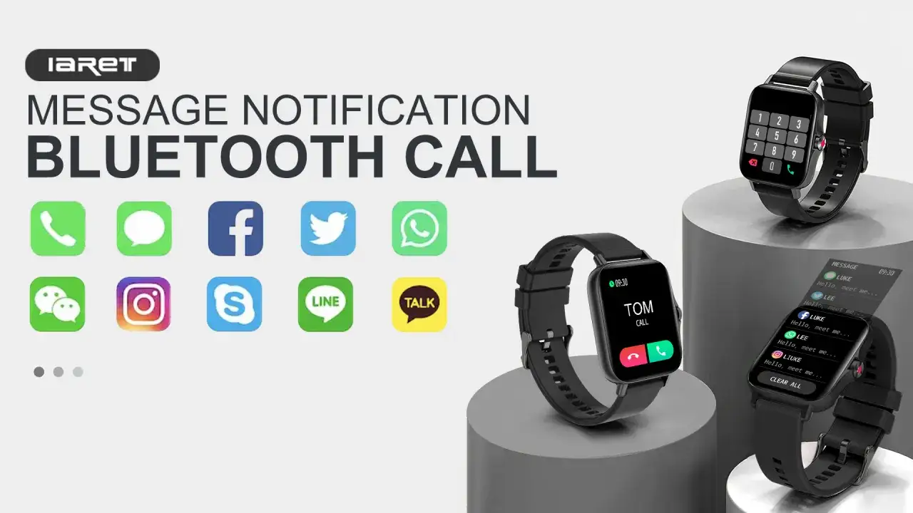 Montre connectée affichant des notifications et des appels Bluetooth. Apprenez comment activer le bluetooth sur une montre connectée pour recevoir vos messages.