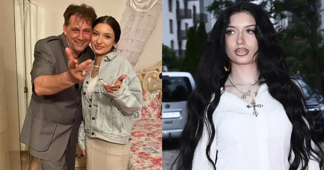 Viki Gabor z mężczyzną, który może być jej mężem, na zdjęciu po lewej. Po prawej Viki Gabor w białej bluzce.