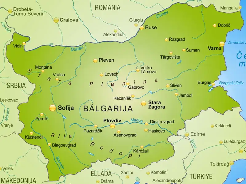Mapa Bułgarii w kontekście Europy i Morza Czarnego