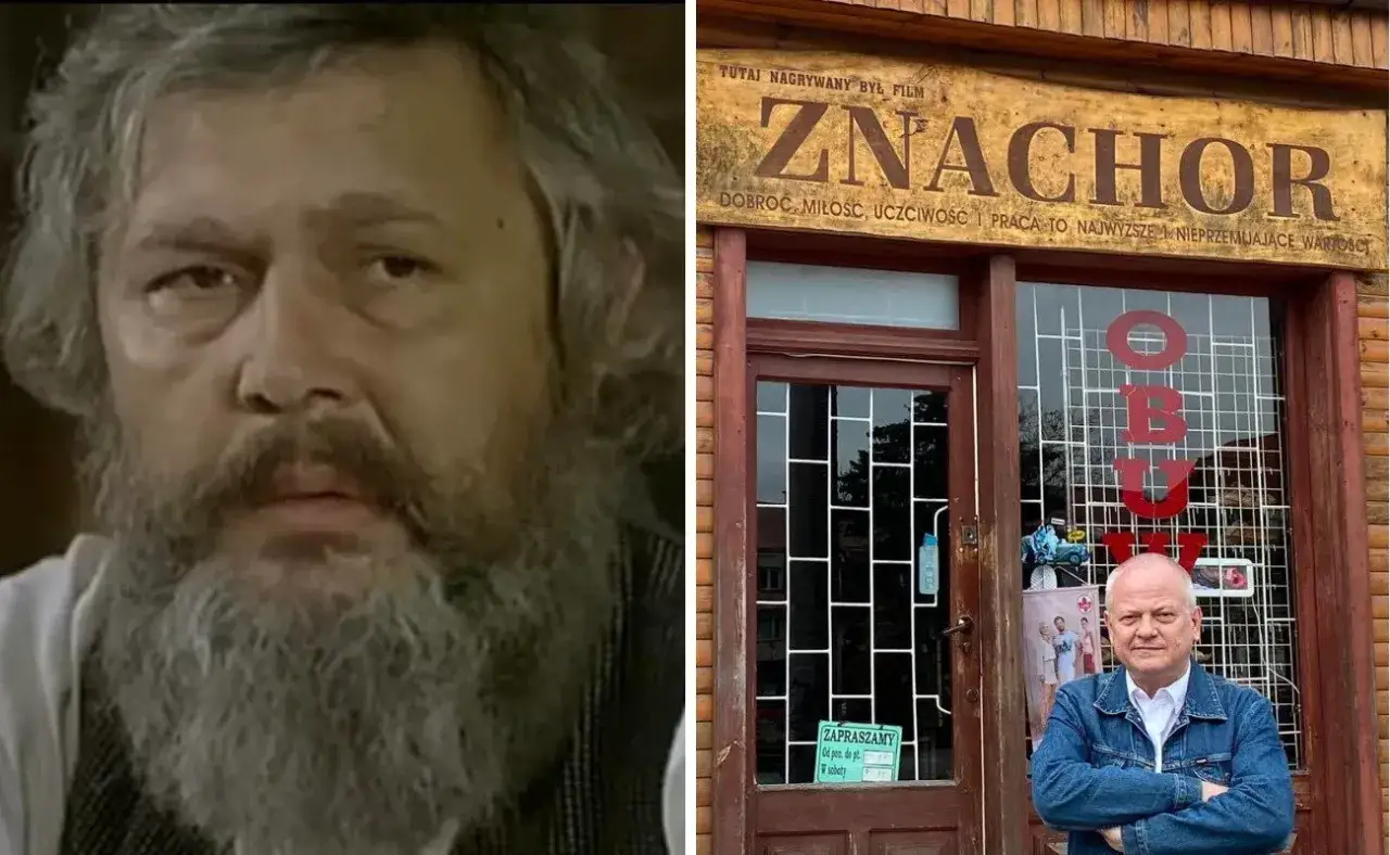 Zbliżenie na twarz z brodą i napis 