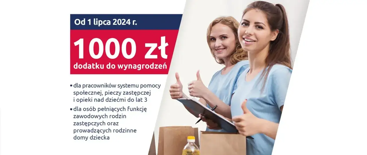 Dodatek 1000 zł brutto dla pracownik&oacute;w pomocy społecznej