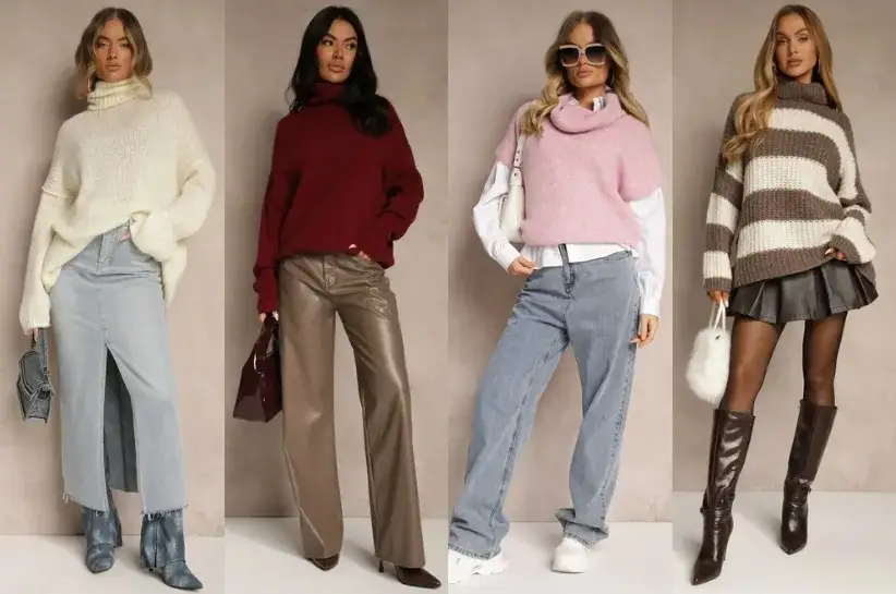 Stylizacje z golfem oversize damskim