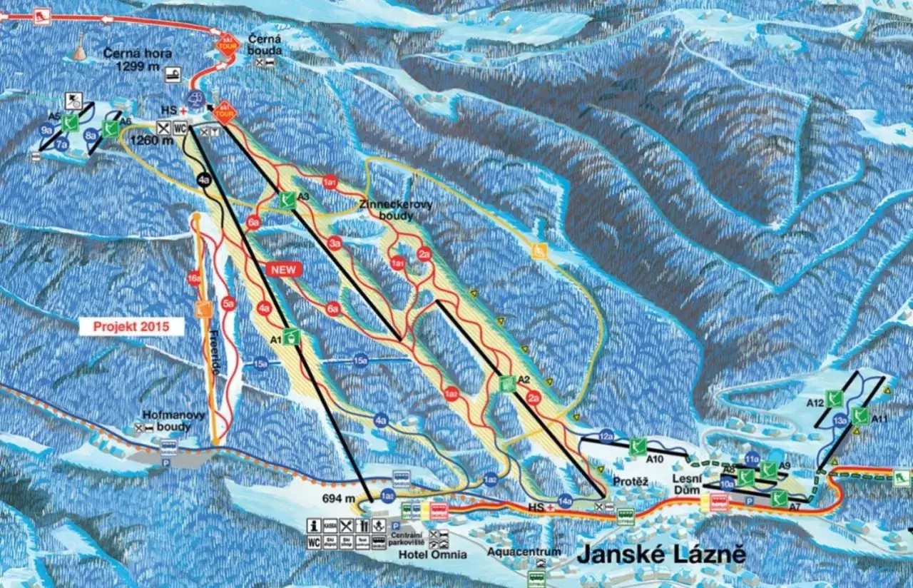 Mapa ośrodków narciarskich Sudety i Karkonosze