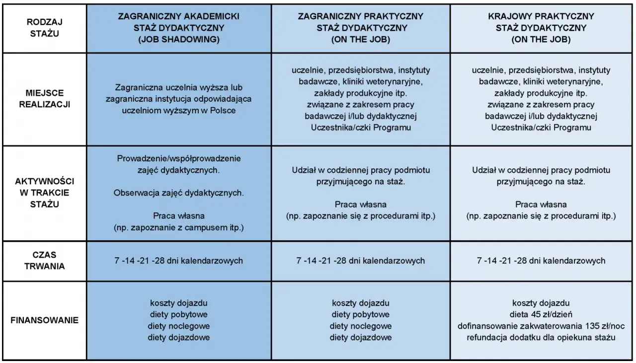 Rodzaje staży w Polsce