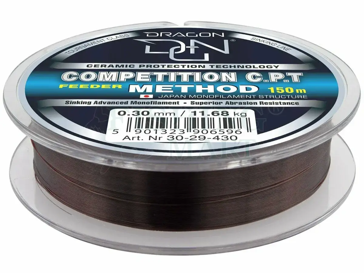 Jaka żyłka do method feeder? Dragon Competition C.P.T. Feeder Method 0.30mm, 150m, sinking, japoński monofilament.