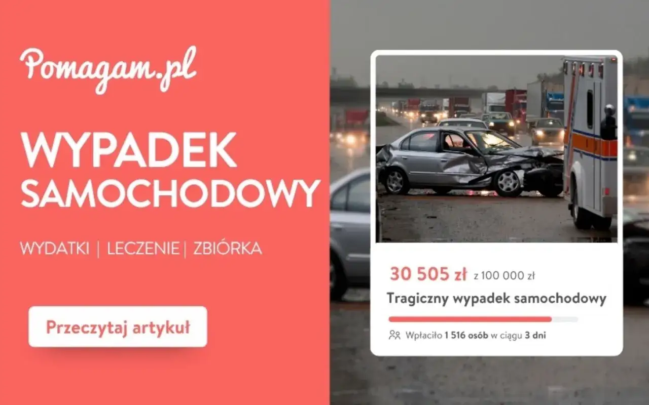 Wypadek samochodowy, który spowodował znaczną szkodę majątkową. Zbiórka na leczenie i wydatki.