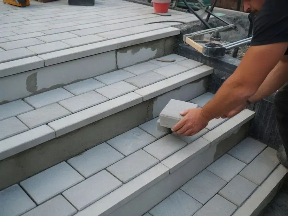 czyszczenie i naprawa schodów betonowych przed układaniem kostki
