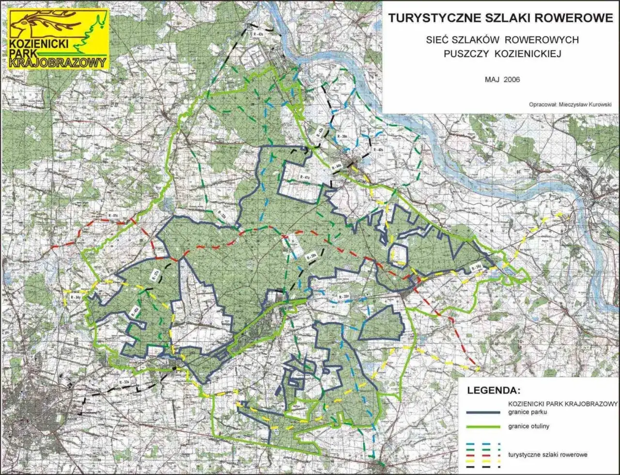 Puszcza Kozienicka trasy rowerowe mapa