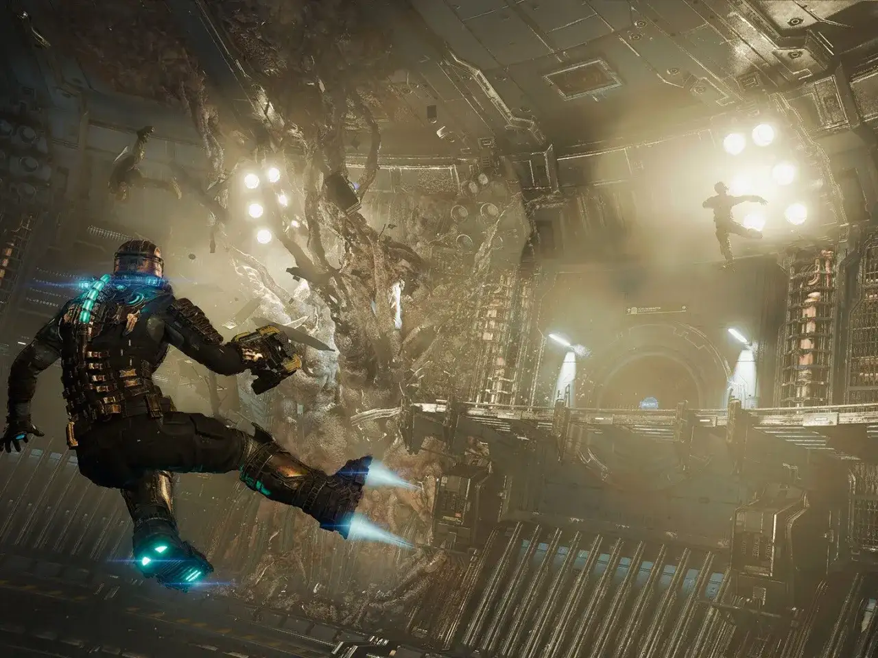 Isaac Clarke w kombinezonie walczy z potworami w zniszczonej stacji kosmicznej. Ten **Dead Space Remake poradnik** pomoże Ci przetrwać.