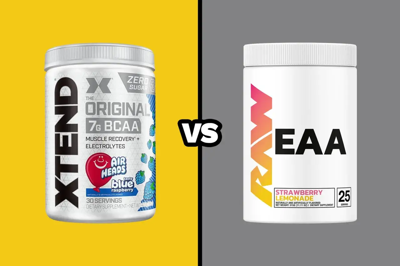 Jämförelse mellan Xtend Original 7g BCAA och ett EAA-tillskott med smak av jordgonslemonad. Vilket är bäst för din återhämtning?