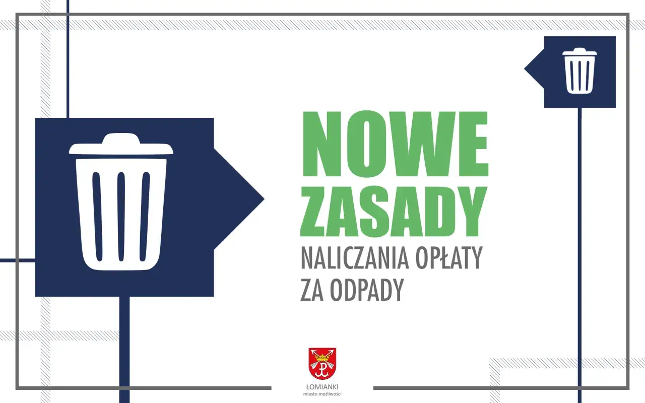 Nowe zasady naliczania opłaty za gospodarowanie odpadami komunalnymi. Ikona kosza na śmieci.