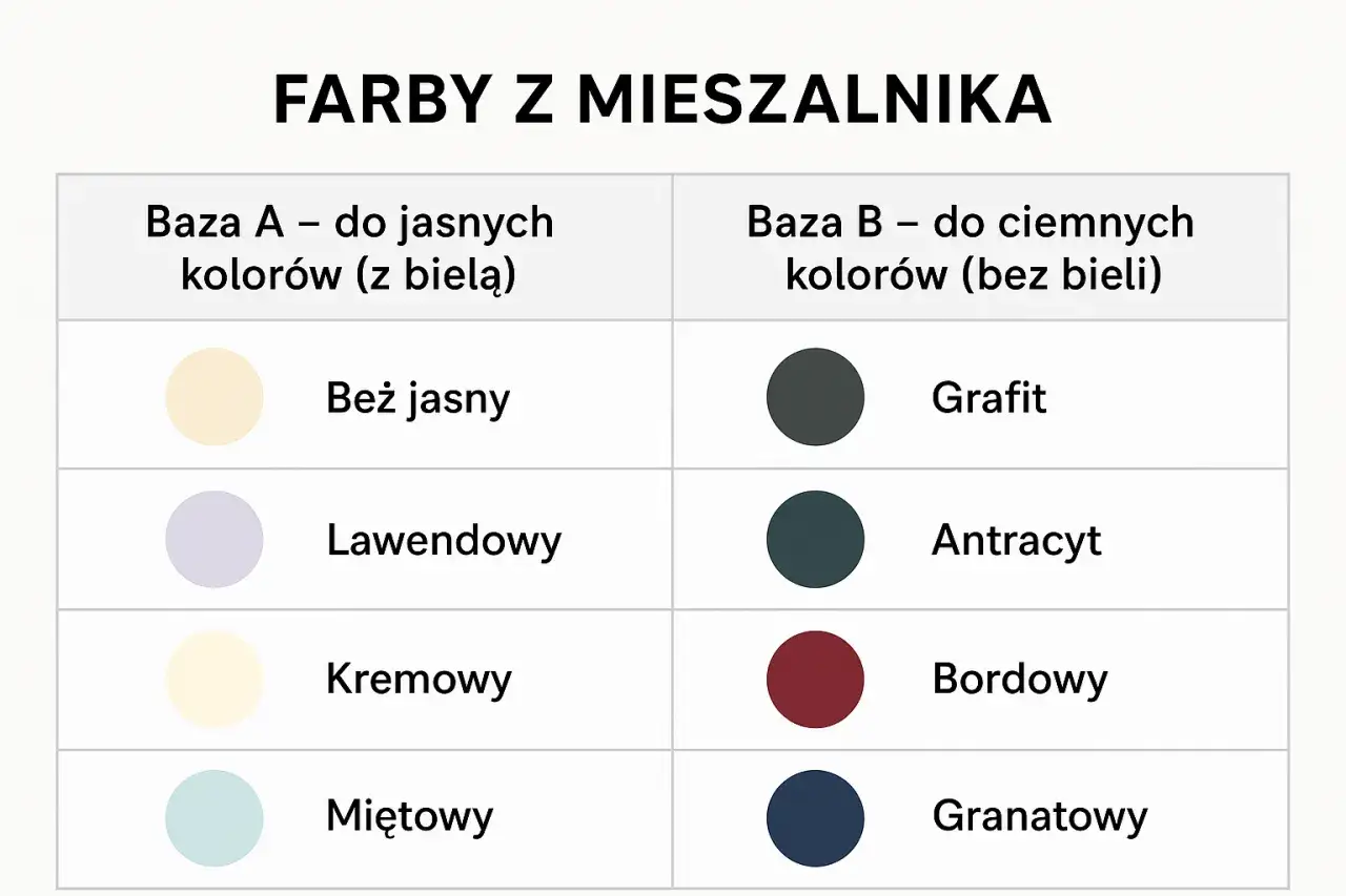 Farby do różnych pomieszczeń infografika