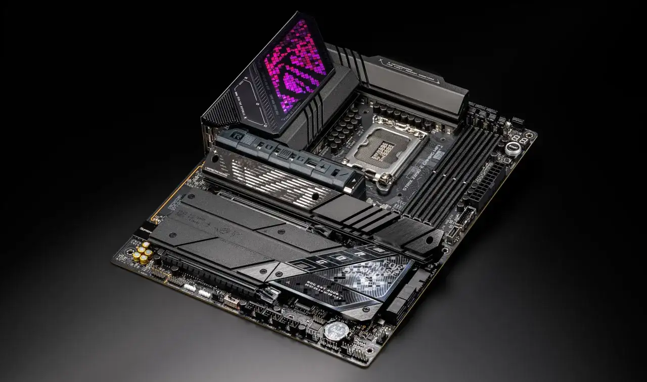 Ein Gaming-Mainboard mit RGB-Beleuchtung und einem M.2 SSD Steckplatz.