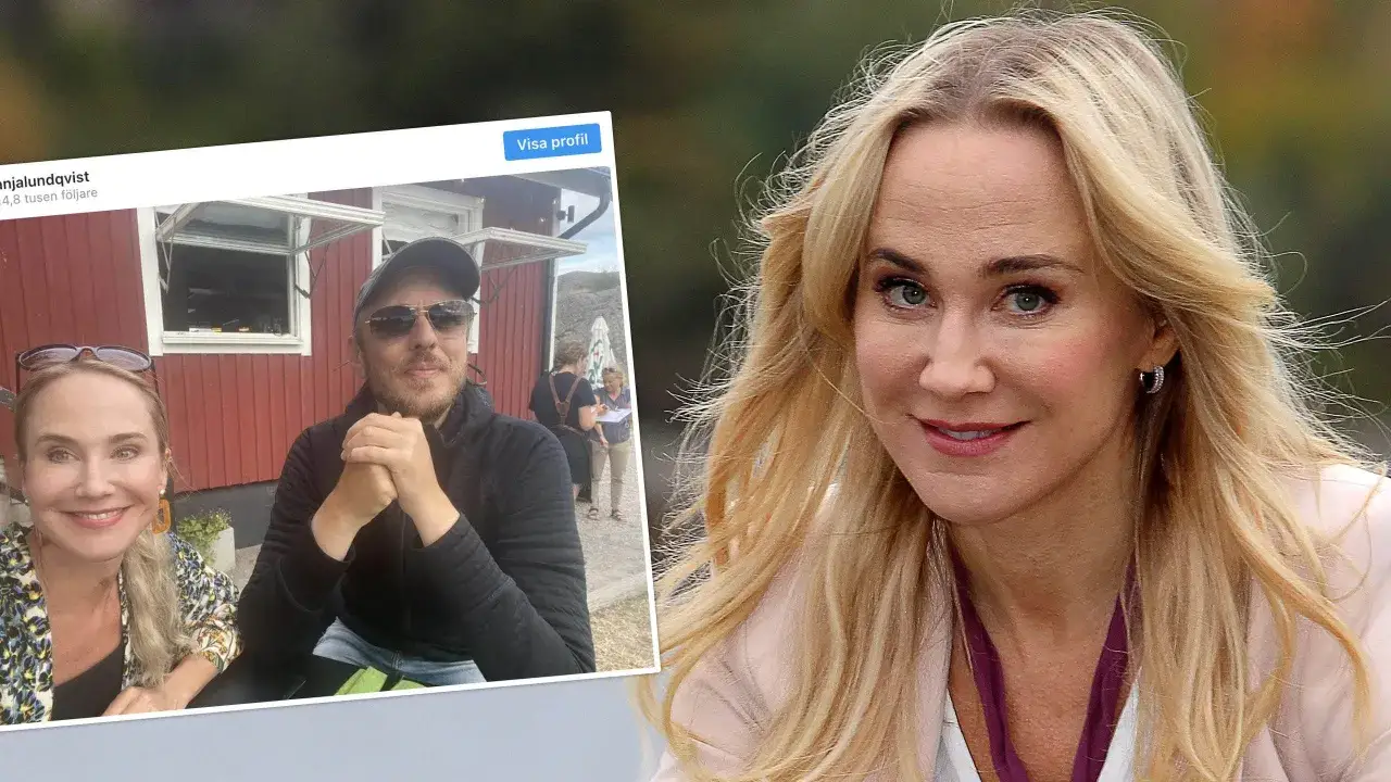 Anja Lundqvist med sin partner, en glad bild fr&aring;n Instagram.