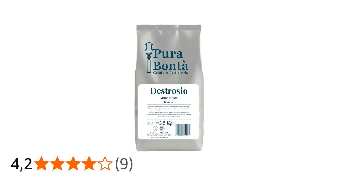 Sacco di destrosio Pura Bont&agrave;, utile in gelateria per dolcezza, consistenza e morbidezza.