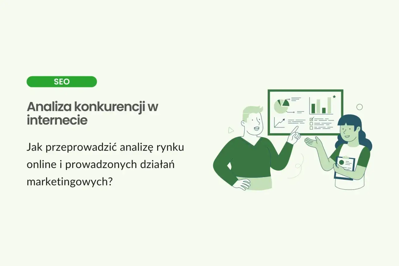 Analiza konkurencji w internecie, prezentacja wyników badań. Dwie osoby omawiają wykresy i dane.