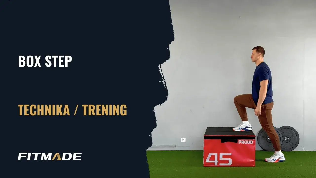 Mężczyzna wykonuje ćwiczenie box step, kluczowy element jak trenować crossfit. Pokazana technika i trening.